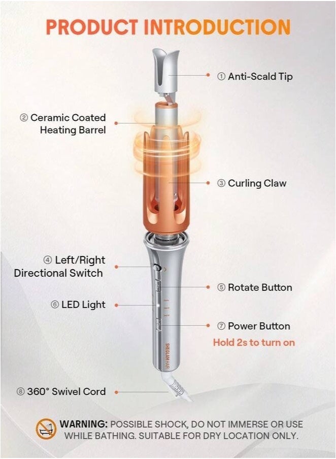 Hair Curler | Automatic Curling Iron with Ceramic Barrel and Anti-Tangle Design | Fast Heating Styler for Loose Waves and Tight Curls | Compact Cordless Curler for Home, Travel & Salon Use – Safe & Easy to Operate - Image 4
