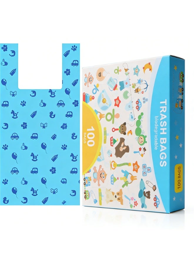 100-Piece Disposable Diaper Bags with Handle & Easy-Tie | Biodegradable, Odour Control | Safe for Baby & Home Use - Image 2