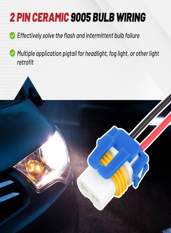 RED WOLF مقبس سيراميك أنثوي ثنائي السن من ريد وولف 9005 9006 HB3، مناسب لسيارات تويوتا، جنرال موتورز، فورد، شيفروليه، هيونداي، كرايسلر، كيا، وهوندا، بالإضافة إلى مصابيح الضباب الأمامية. يُستخدم كبديل لمصابيح LED الأمامية. - Image 2