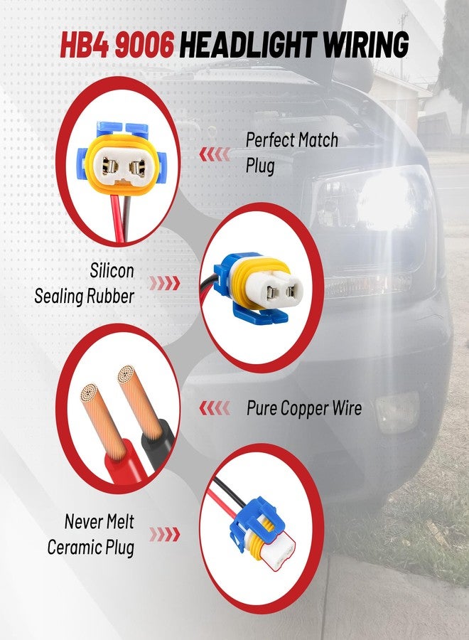 RED WOLF مقبس سيراميك أنثوي ثنائي السن من ريد وولف 9005 9006 HB3، مناسب لسيارات تويوتا، جنرال موتورز، فورد، شيفروليه، هيونداي، كرايسلر، كيا، وهوندا، بالإضافة إلى مصابيح الضباب الأمامية. يُستخدم كبديل لمصابيح LED الأمامية. - Image 4