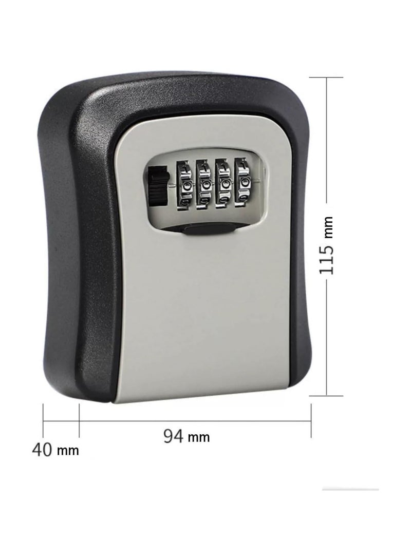عام للاستخدام الداخلي والخارجي (أسودفضي) صندوق قفل مكون من 4 أرقام، خزنة مفاتيح مع قفل قابل للإزالة، صندوق قفل تخزين مفاتيح مقاوم للعوامل الجوية، سعة 5 مفاتيح - Image 3