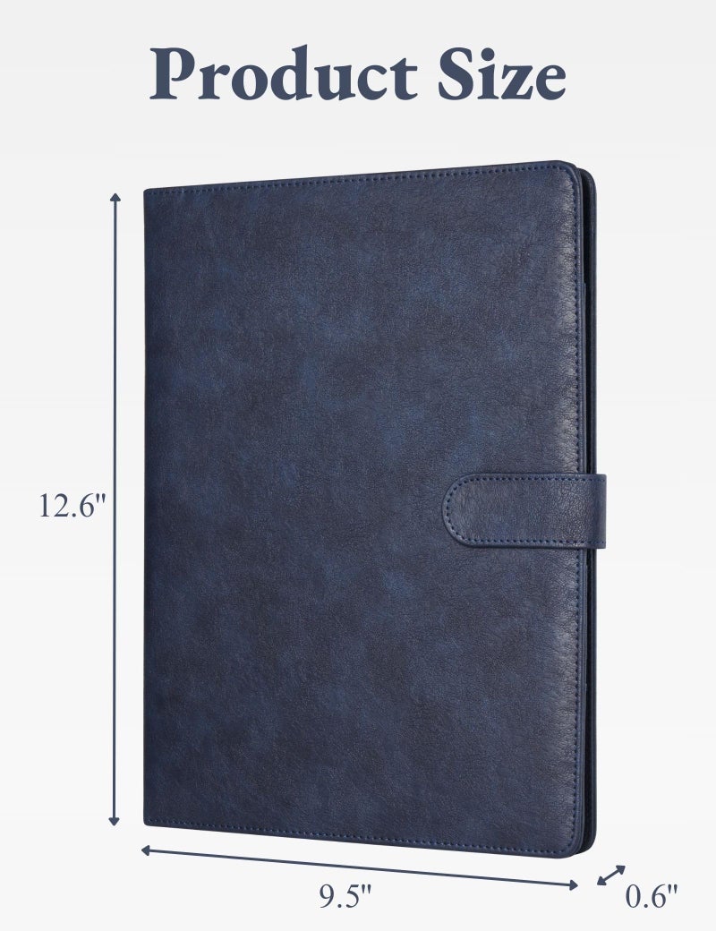 Mymazn Padfolio Portfolio Folder, Faux Leather Interview Resume Folder with Document Organizer & Business Card Holder, Letter-Sized Notepad Legal Pad Holder for Men Women (Navy Blue) - Image 2