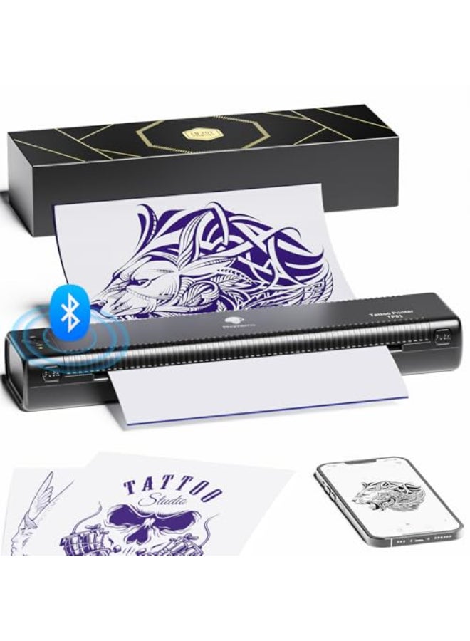 Phomemo Tattoo Stencil Printer Upgraded TP81 Bluetooth Tattoo Printer with 10pcs Transfer Paper Compatible with PhoneTabletPC Tattoo Supplies for Tattoo Artists BeginnersBlack - Image 1