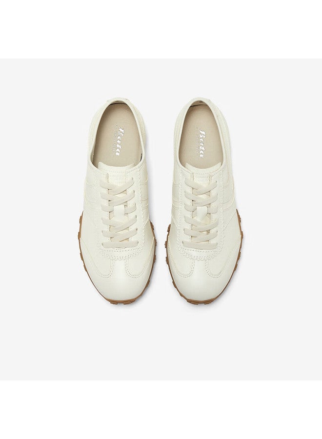 Bata Caramel Training Shoes, Forrest Gump Shoes For Women, Spring Cowhide Thick-soled Casual Sneakers Vrv27am5, Beige, Size 35 - Image 2