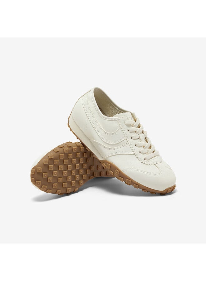 Bata Caramel Training Shoes, Forrest Gump Shoes For Women, Spring Cowhide Thick-soled Casual Sneakers Vrv27am5, Beige, Size 35 - Image 3