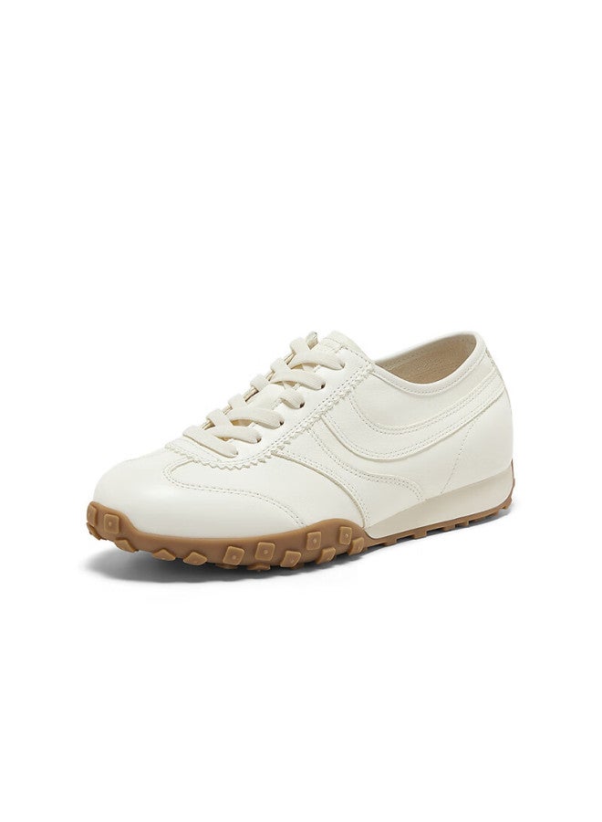 Bata Caramel Training Shoes, Forrest Gump Shoes For Women, Spring Cowhide Thick-soled Casual Sneakers Vrv27am5, Beige, Size 35 - Image 5