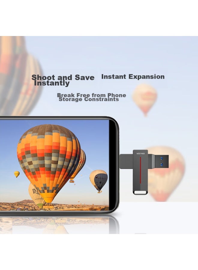 Lenovo Lenovo Yinengzhe 32Gb Type-C Usb3.2 Flash Drive F502 Max, Gunmetal Color, 150Mb/S, Dual-Use For Phone And Computer, 360° Rotation, Dual Interface Thumb Drive - Image 5