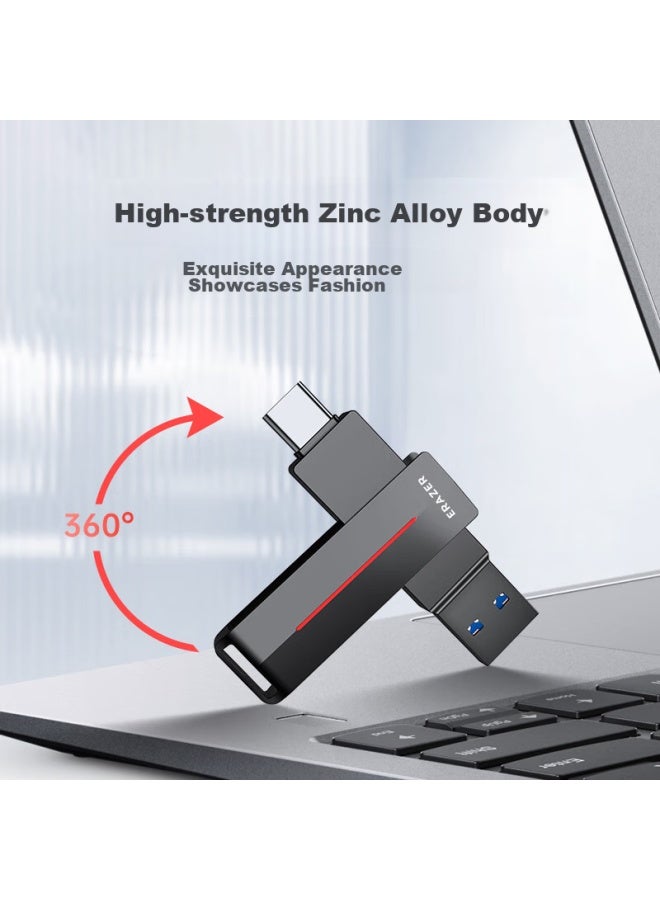 Lenovo Lenovo Yinengzhe 32Gb Type-C Usb3.2 Flash Drive F502 Max, Gunmetal Color, 150Mb/S, Dual-Use For Phone And Computer, 360° Rotation, Dual Interface Thumb Drive - Image 3