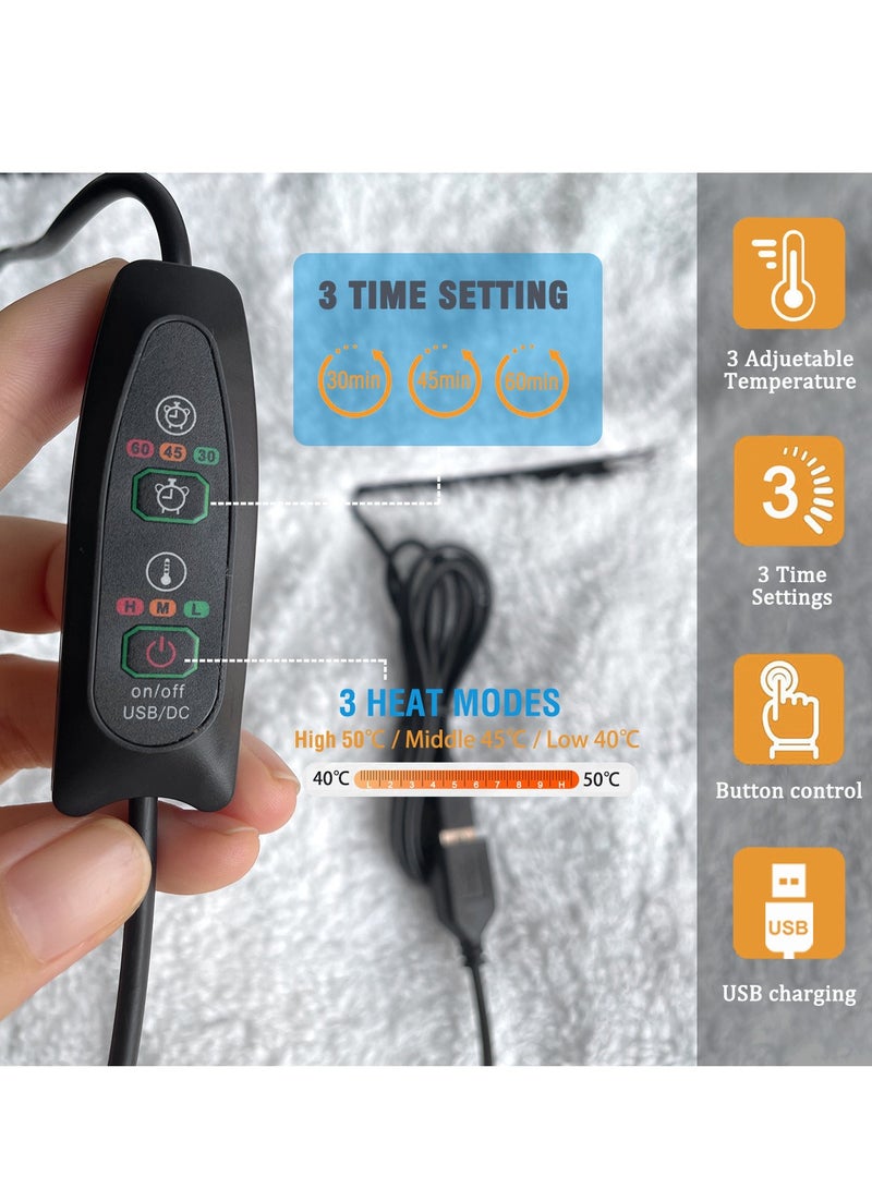 3-Level Heating Shawl Blanket Nap Blanket Winter Home Electric USB Powered Heated Throw 76x150cm - Image 3