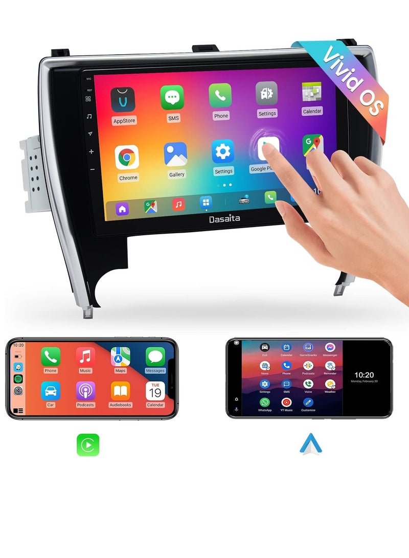 راديو سيارة أندرويد 10.2 بوصة لسيارة تويوتا كامري 2015 2016 2017 مع كار بلاي لاسلكي وأندرويد أوتو | نظام ملاحة جي بي إس | راديو وسائط متعددة بشاشة تعمل باللمس | 4G+64G أندرويد 11 - Image 1