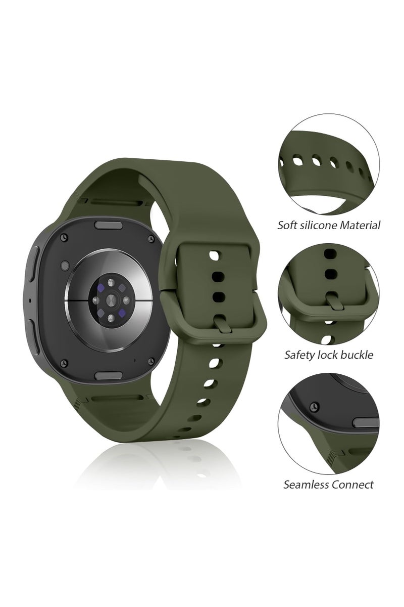 Strap for Samsung Galaxy Watch 8 40mm 44mm/8 Classic 46mm,No Gap Soft Silicone Band Waterproof Wristband for Samsung Galaxy Watch 8,Green - Image 2