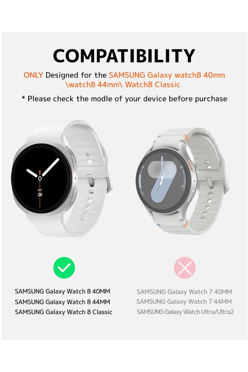 Strap for Samsung Galaxy Watch 8 40mm 44mm/8 Classic 46mm,No Gap Soft Silicone Band Waterproof Wristband for Samsung Galaxy Watch 8,Green - Image 3