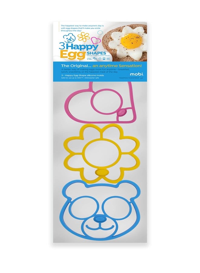 Mobi 3-Happy Egg Assorted Shaped Silione Molds, Bear, Flower and Heart - Image 1