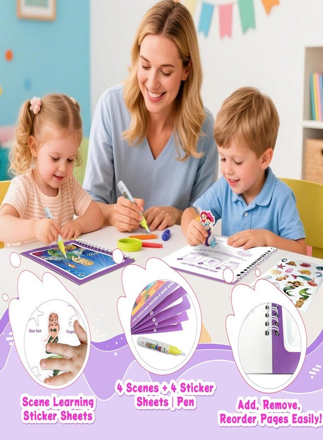 Flamax 6 Sets in 1, Reusable Magic Water Painting Book for Toddlers with 110+ Stickers & NO-Mess Pen, Magic Drawing Activities Coloring Books for Toddler, Water Painting Book for Toddlers - Image 4