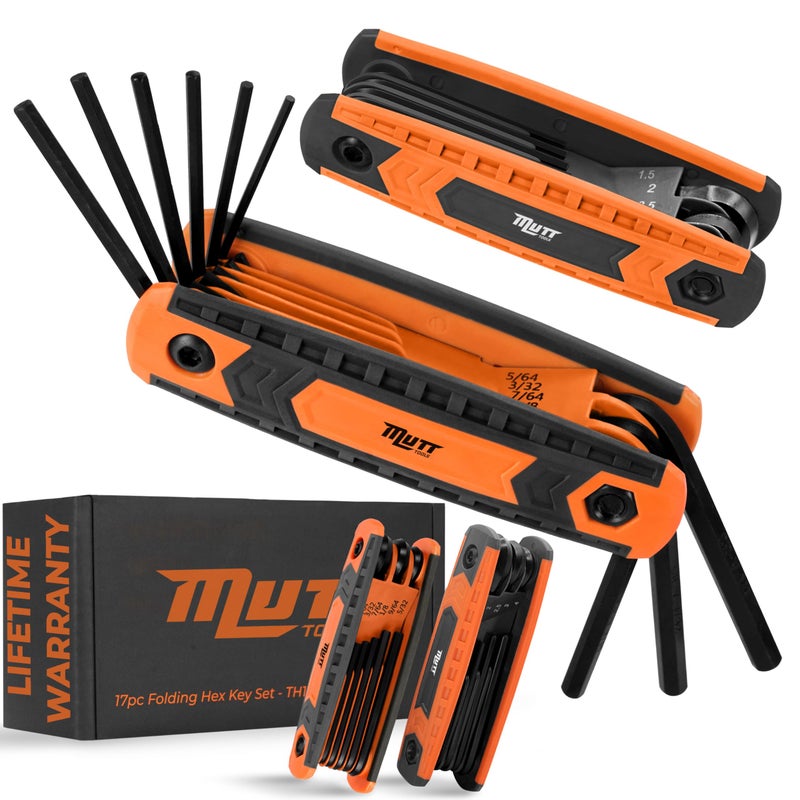 AMERICAN MUTT TOOLS Mutt Tools 17pc Folding Allen Wrenches Sets – Includes an SAE and Metric Allen Key Set – Folding Hex Keys for DIY, Archery and Bikes - Image 1