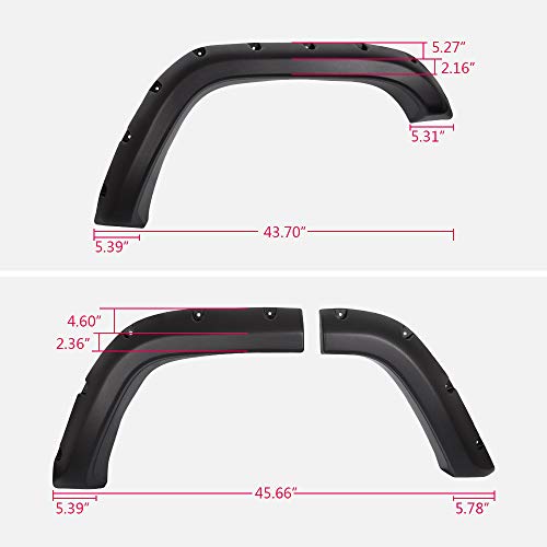 GPLUS أقواس فندر متوافقة مع جيب شيروكي XJ(4DR) رياضية متعددة الاستخدامات 1984-2001 (لا تناسب الطرازات ذات الجوانب الجانبية (مجموعات الأرض) والتعديلات الهيكلية) ملحقات غطاء العجلات الملمس 6 قطع - Image 4