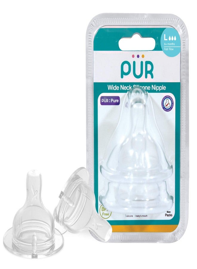 Pur Classic Wide Neck Silicone Nipple (Pack of 2) (L) - Image 2