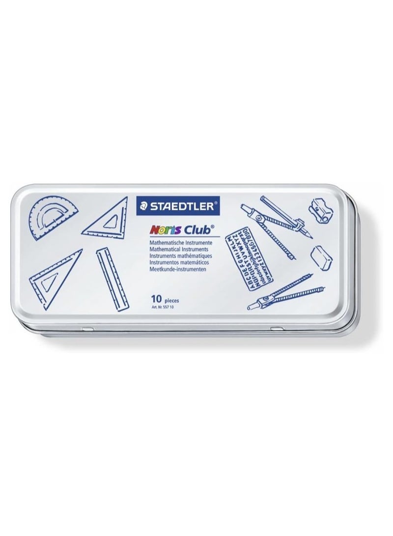 STAEDTLER مجموعة رياضيات STAEDTLER Noris Club 557 10 مع علبة تخزين (10 قطع تشمل البوصلة، المسطرة، المنقلة ومثلثات الزاوية) - Image 4