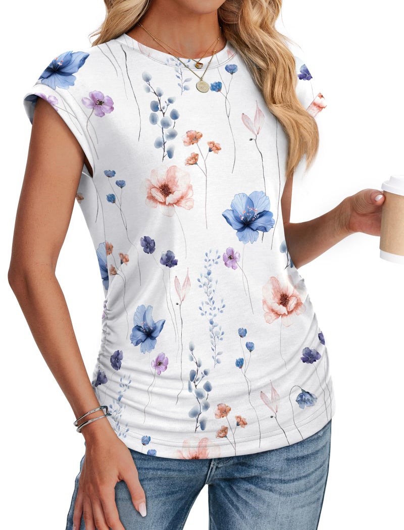 SAMPEEL Blouses for Women 2026 Short Sleeve Shirts Trendy Spring Tops Work Business Casual Summer Clothing L - Image 3