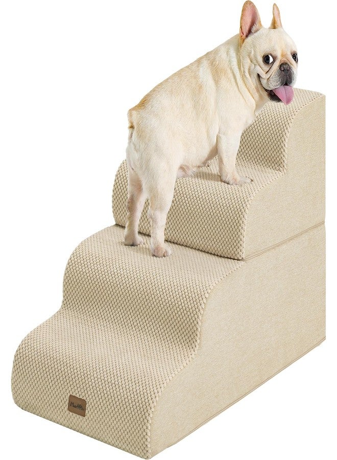 MADE 4 PETS Made4Pets Dog Stairs Ramp for Bed 19.7" H, 4-Step Dog Steps for High Bed Couch Sofa Climbing, 35D Foam Pet Steps for Small Dogs and Cats, Non-Slip Bottom Pet Stairs, Beige - Image 1