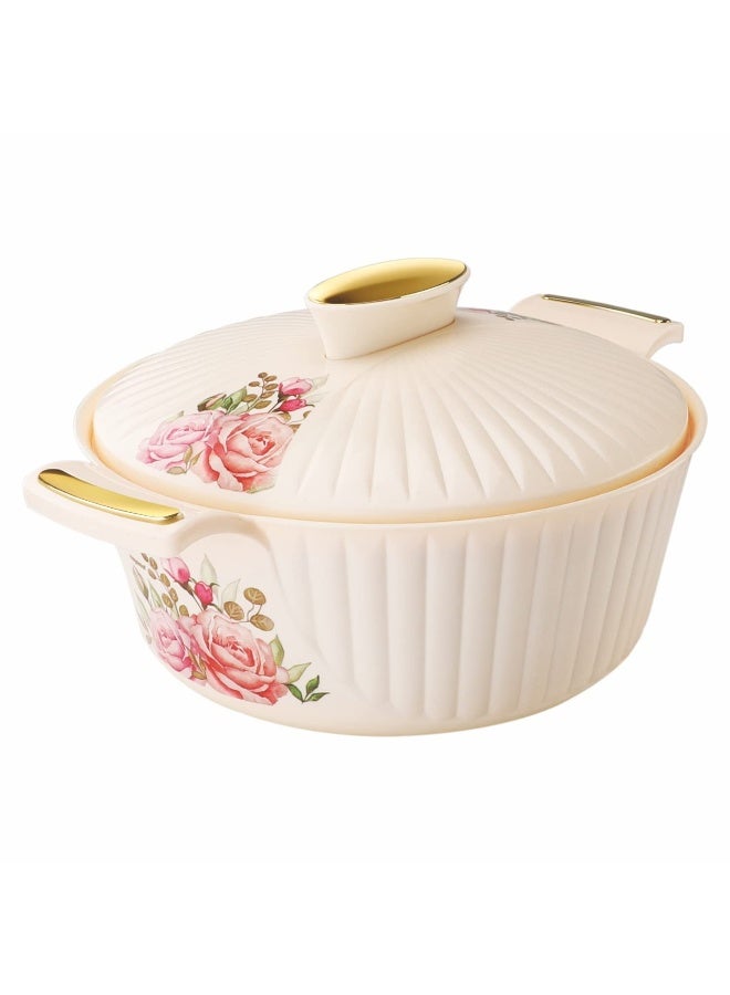 5000ml Stainless Steel Inner Medusa Hotpot Insulated Casserole Cream Floral Food Server Large Thermal Food Warmer Serving Dish for Dining Table and Catering Events