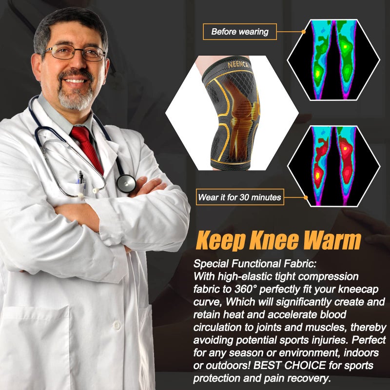 نينكا نينسا ركبة الأقواس لآلام الركبة النساء والرجال -2 أكمام الركبة لألم في الركبة مجموعة الركبة الدعم الدعم للركبة للرياضة الجري - Image 4