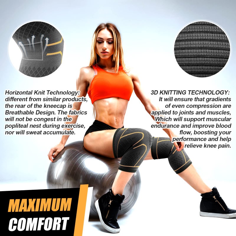 نينكا نينسا ركبة الأقواس لآلام الركبة النساء والرجال -2 أكمام الركبة لألم في الركبة مجموعة الركبة الدعم الدعم للركبة للرياضة الجري - Image 3