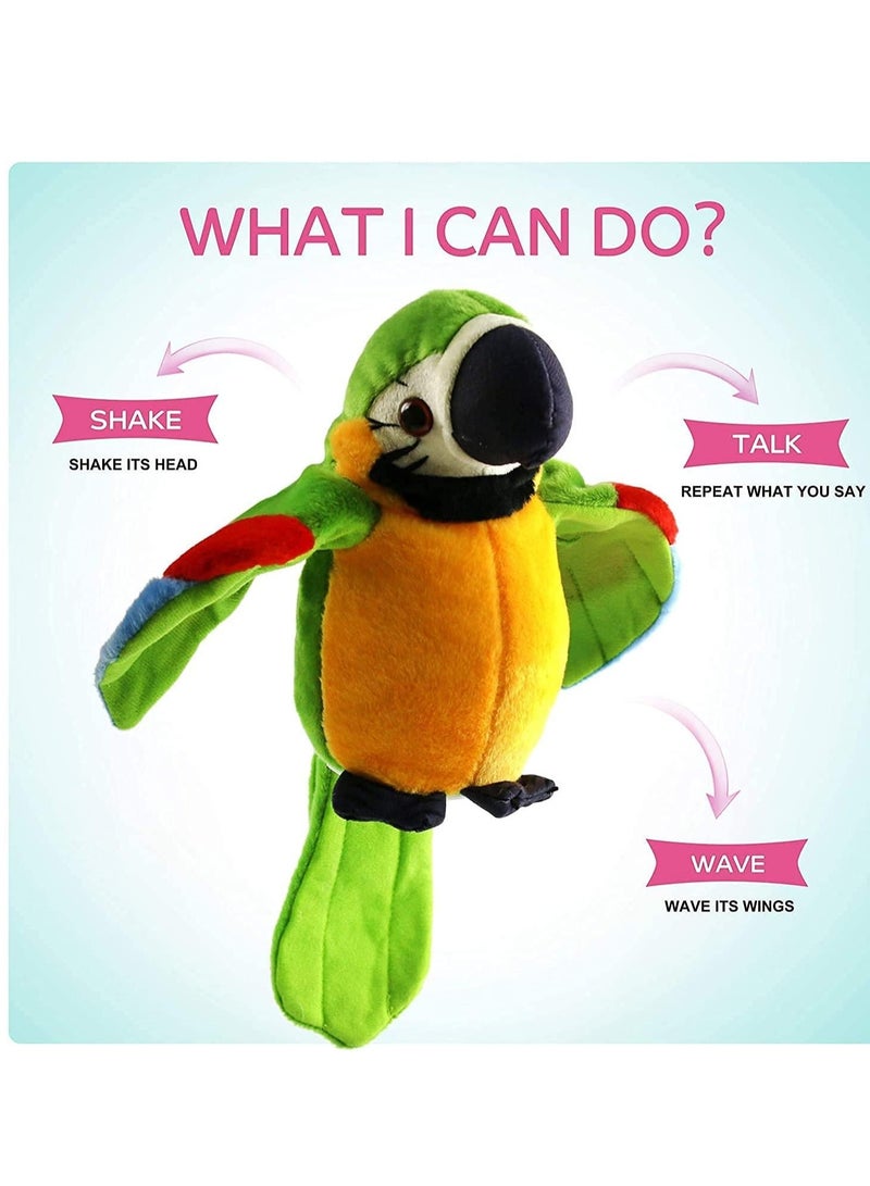 Raxoom Speaking Parrot Record Repeats Electronic Bird Talking Stuffed Animal Waving Wings Plush Toy Birthday Gift for Kids - Image 2