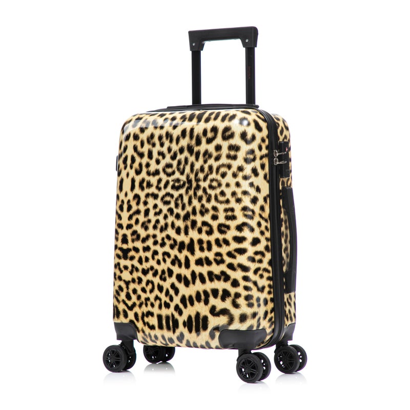 InUSA Cheetah Print Luggage with Spinner Wheels | Durable Lightweight Hardside Suitcase | Travel Bag with Handle and Trolley | 20-Inch Carry On Small Luggage - Image 1