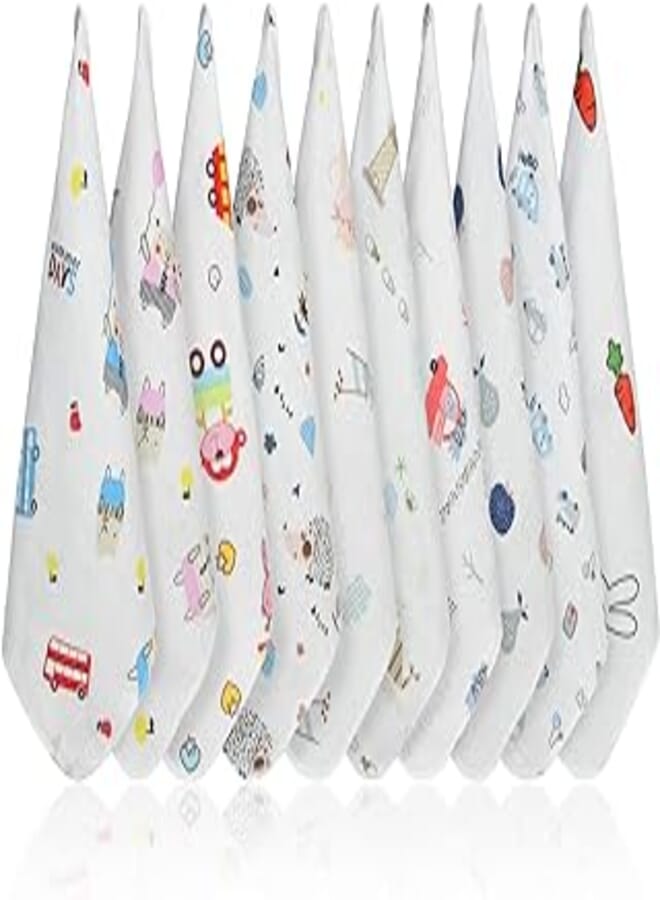 Aolso Baby Washcloths, 10pcs Muslin Cotton Baby Towels, 30 * 30 cm 4 Layers Cotton Baby Muslin Squares, Soft Baby Muslin Cloths, Absorbent & Breathable, Bibs for Girls & Boys