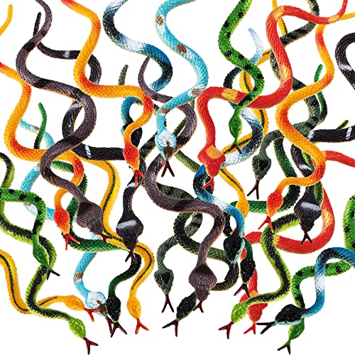 Blulu 80 Pcs Small Plastic Snakes Realistic Rubber Fake Snake 4 Inch Assorted Colorful Toys for Garden Prank Prop Scare Birds Halloween Party Favors - Image 1