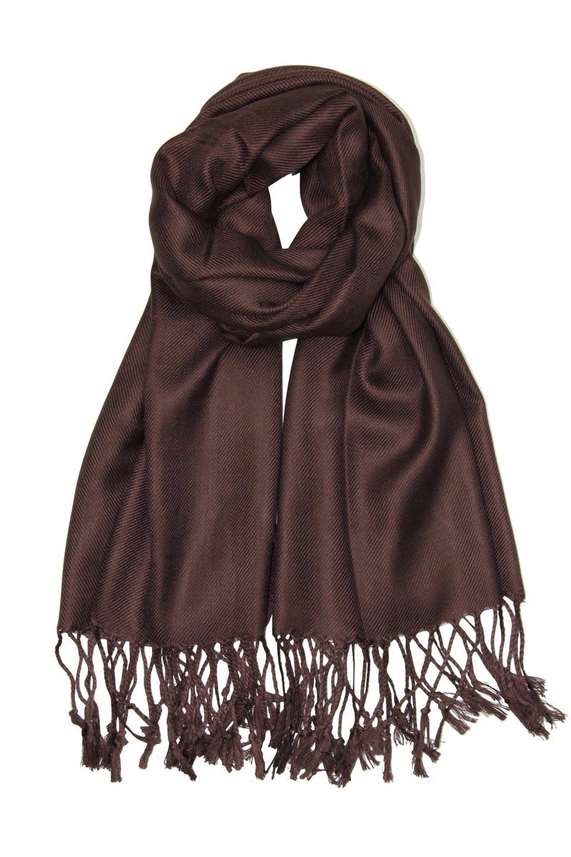 Achillea Soft Silky Pashmina Scarf for Women – Shawl Wrap for Evening Dresses, Bridesmaids, Weddings & Everyday Wear (Chocolate Brown) - Image 1