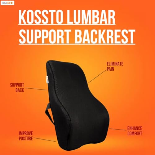 kossto Back Support for Office Chair – Orthopedic Lumbar Back Rest for Back Pain Relief – Car Seat Back Support Pillow – Ergonomic Back Pillow for Sitting at Work, Home, or Travel (Mesh Black) - Image 2