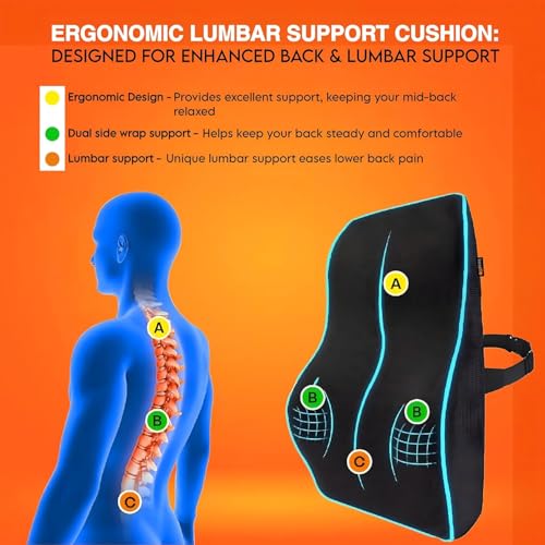 kossto Back Support for Office Chair – Orthopedic Lumbar Back Rest for Back Pain Relief – Car Seat Back Support Pillow – Ergonomic Back Pillow for Sitting at Work, Home, or Travel (Mesh Black) - Image 5