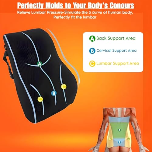kossto Back Support for Office Chair – Orthopedic Lumbar Back Rest for Back Pain Relief – Car Seat Back Support Pillow – Ergonomic Back Pillow for Sitting at Work, Home, or Travel (Mesh Black) - Image 3