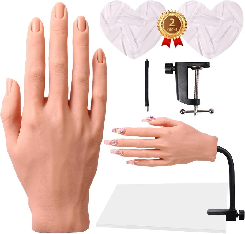 Practice Hand for Acrylic Nails Silicone Nail Practice Hand Flexible Nail Hand Practice Model for Professional Beginners 25