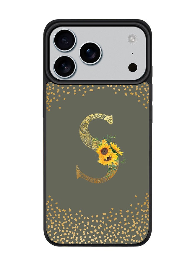 Stylizedd iPhone 17 Pro Max Case, [Compatible with MagSafe] Slim Magnetic cover Phone Case iPhone 17 Pro Max -Custom Floral Monogram - S  (Olive Green ) - Image 1