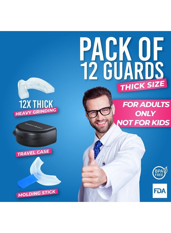 HONEYBULL Mouth Guard for Grinding Teeth [12 Pack - Thick] 1 Size for Heavy Grinding | Comfortable Custom Mouth Guard for Clenching Teeth at Night, Bruxism, Whitening Tray & Guard…  - Image 5