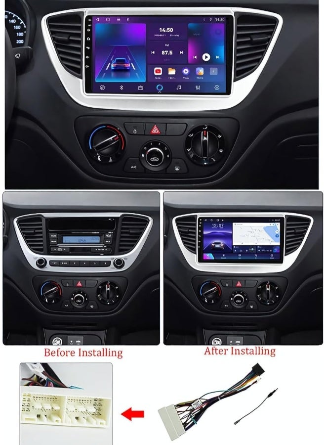 Vierex Fit Hyundai ACCENT Car Stereo Accent Android Screen 2017-2023 With Apple Carplay Android Auto Wireless WiFi DSP FM&AM BT AHD Camera Included Fast Interface (8+128GB 8CORE Carplay) - Image 2