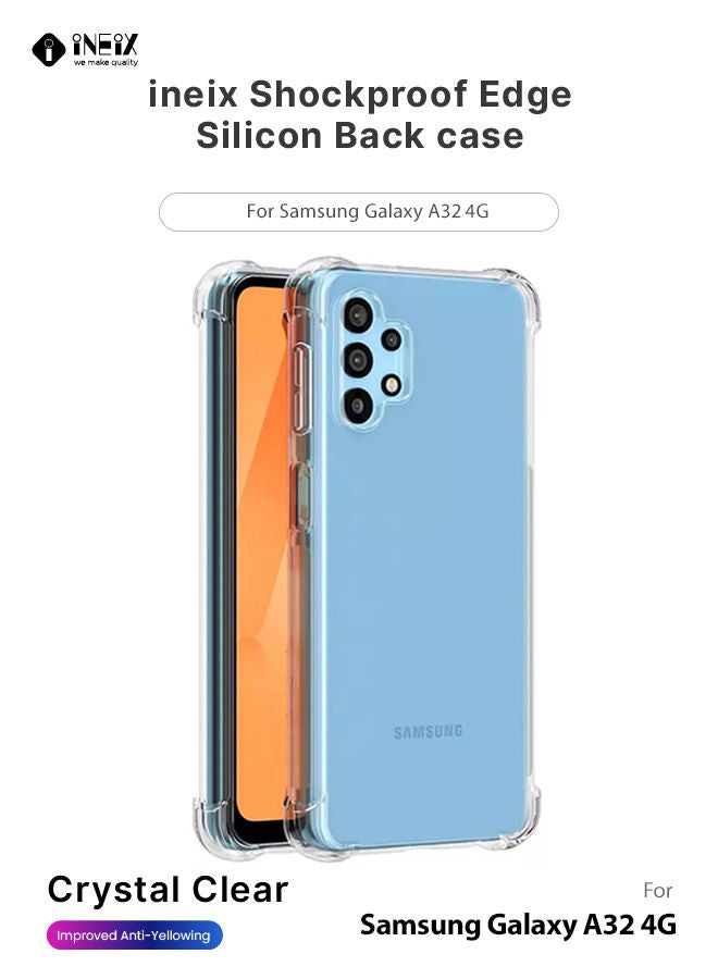 إينيكس جراب شفاف سيليكون عالي النقاء للحماية من الصدمات لهاتف سامسونج جالاكسي A32 4G - شفاف - Image 1