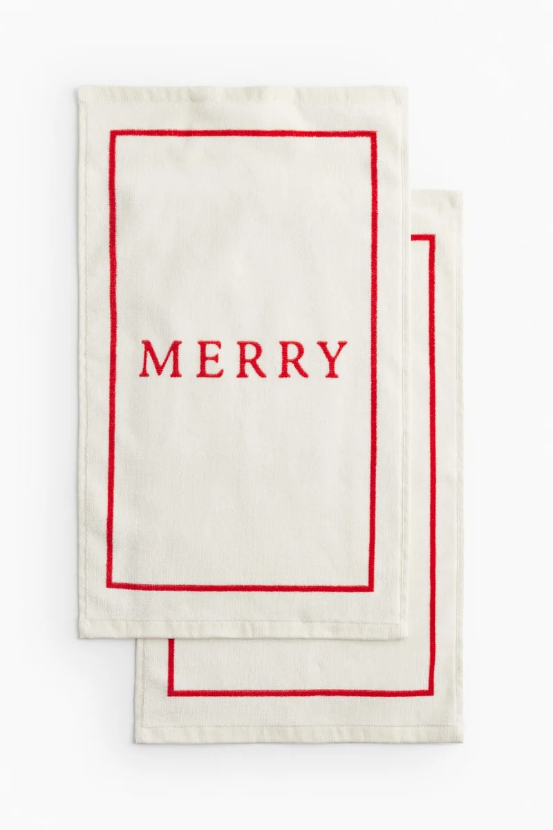 H&M 2-pack motif-detail velour guest towels