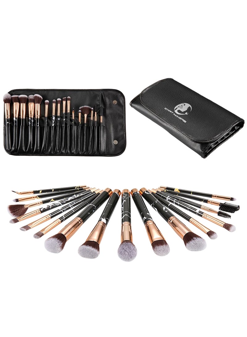 16-Piece Makeup Brush Set With Carry Bag and Puff Multicolour - Image 1
