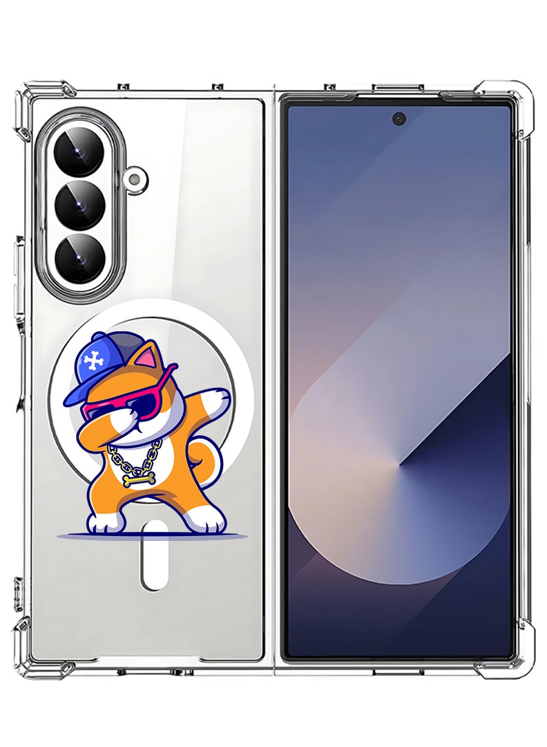 Theodor Magnetic Case for Samsung Galaxy Z Fold 7 Compatible with MagSafe Wireless Charging, Shockproof Phone Bumper Cover Dog Dab - Image 1