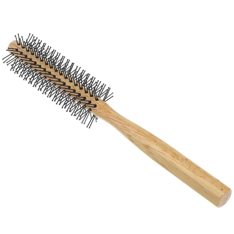 Mini Wooden Round Hair Brush For Curly Thick Hair Nylon Bristle Detangling Styling Comb - Image 2