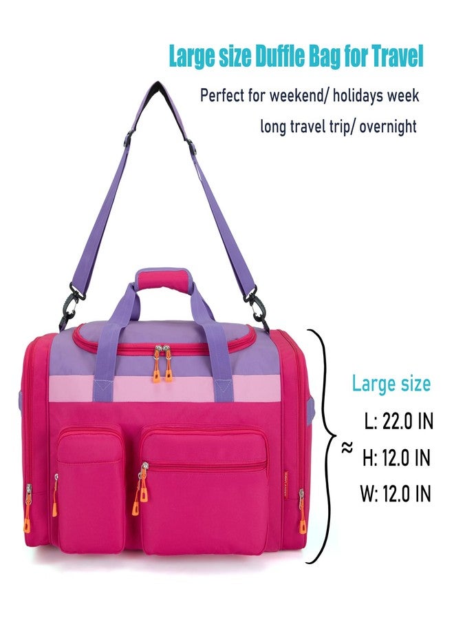 HawLander Large Kids Duffle Bag for Travel, Overnight, or Weekender, 22" inch, Rose Purple, 22.0"L x 12.0" H x 12.0"W, Duffle Bag for Travel - Image 5