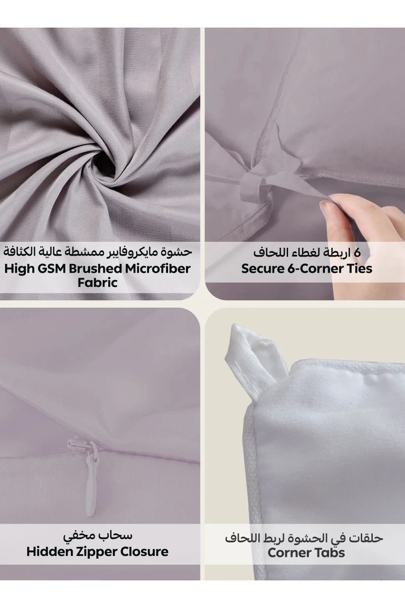 Donetella Striped Comforter Set, Single Size (170x230 cm), 5-Piece Hotel Bedding with 350 GSM Filling – Comforter, Comforter Cover, Fitted Sheet, Pillowshams.