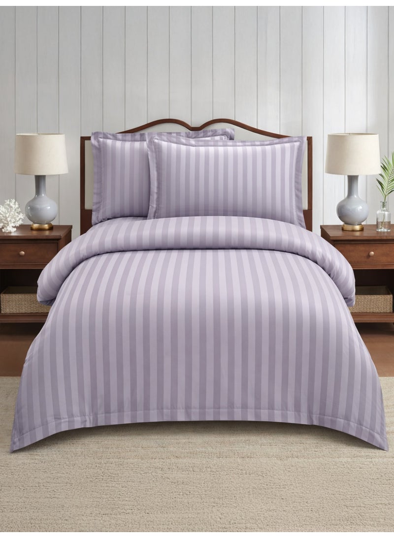 Donetella Striped Comforter Set, Single Size Fis 140x200cm, 5-Piece Hotel Bedding with 350 GSM Filling – Comforter, Comforter Cover, Fitted Sheet, Pillowshams. - Image 1