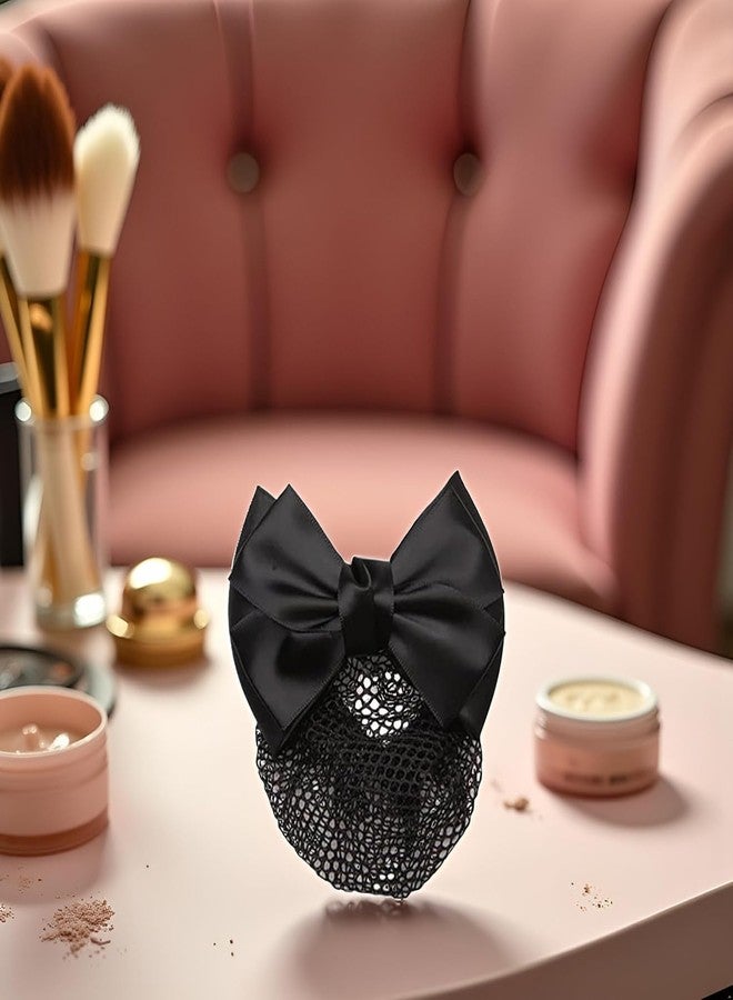 GANPUB 2Pcs Bowknot Hair Bun Clips, Bowknot Hair Net Clips, Bowknot Hair Snoods Bun Cover Hair Clip Occupational Fixator for Dancing, Work, Class and Daily Use - Image 3