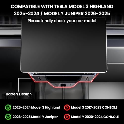 BarBaren For Tesla Under Screen Storage Model Y(2026-2025 Refreshed Juniper Only), For Model 3 2025-2024 Highland Accessories- Black - Image 2