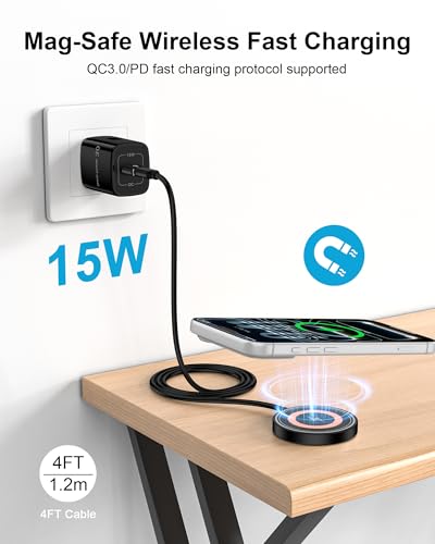 AILKIN Magsafe Charger Samsung Magnetic Wireless Charger 15W Fast Charging Pad for Android Samsung S26Ultra/S25/S24 FE/S23/S22, USB-C/A MagSafe Charging Pad Compatible with iPhone 17/16/15/14/13/12/AirPods - Image 3